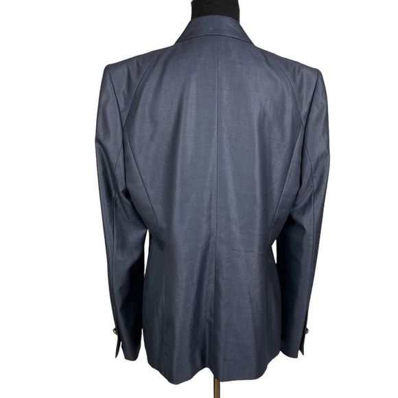Escada Blue Wool Silk Blend Blazer Jacket Size 42 Large Button Front - Picture 3 of 10